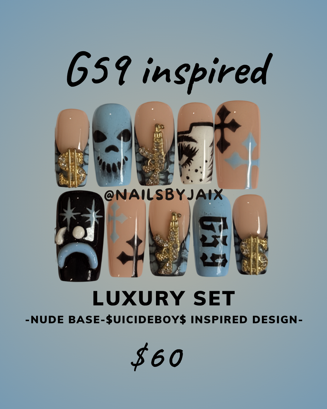 Grey59 inspired nails - Luxury set